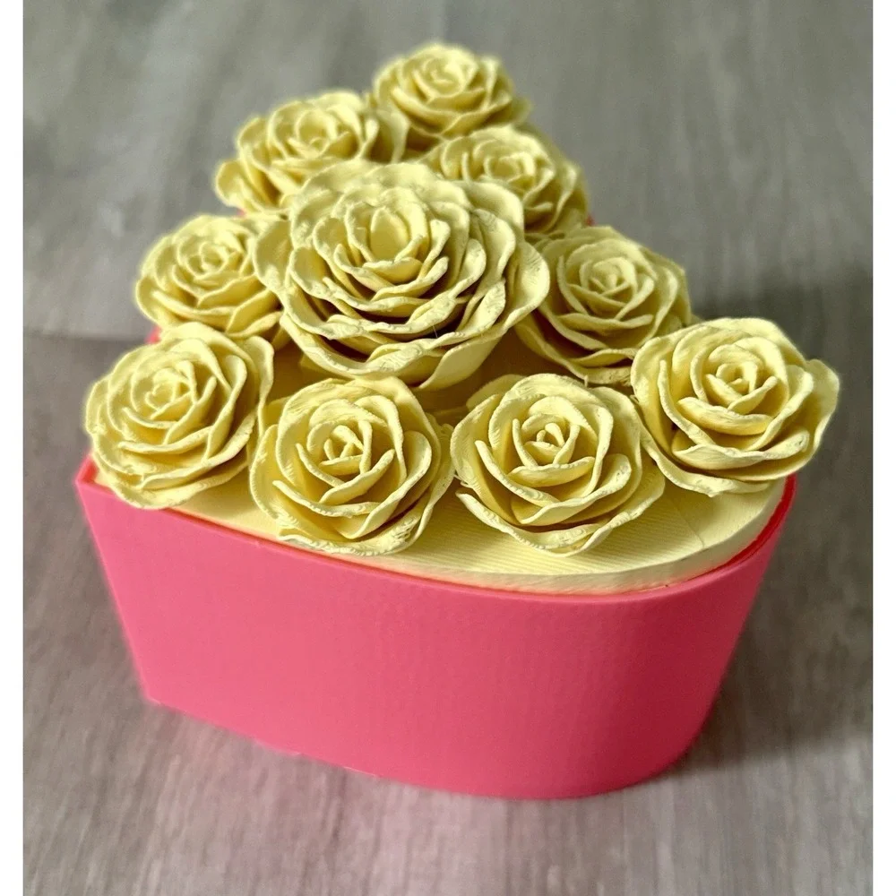 Roses Heart Container Valentine's Day 3D‎ printed jewelry box gift